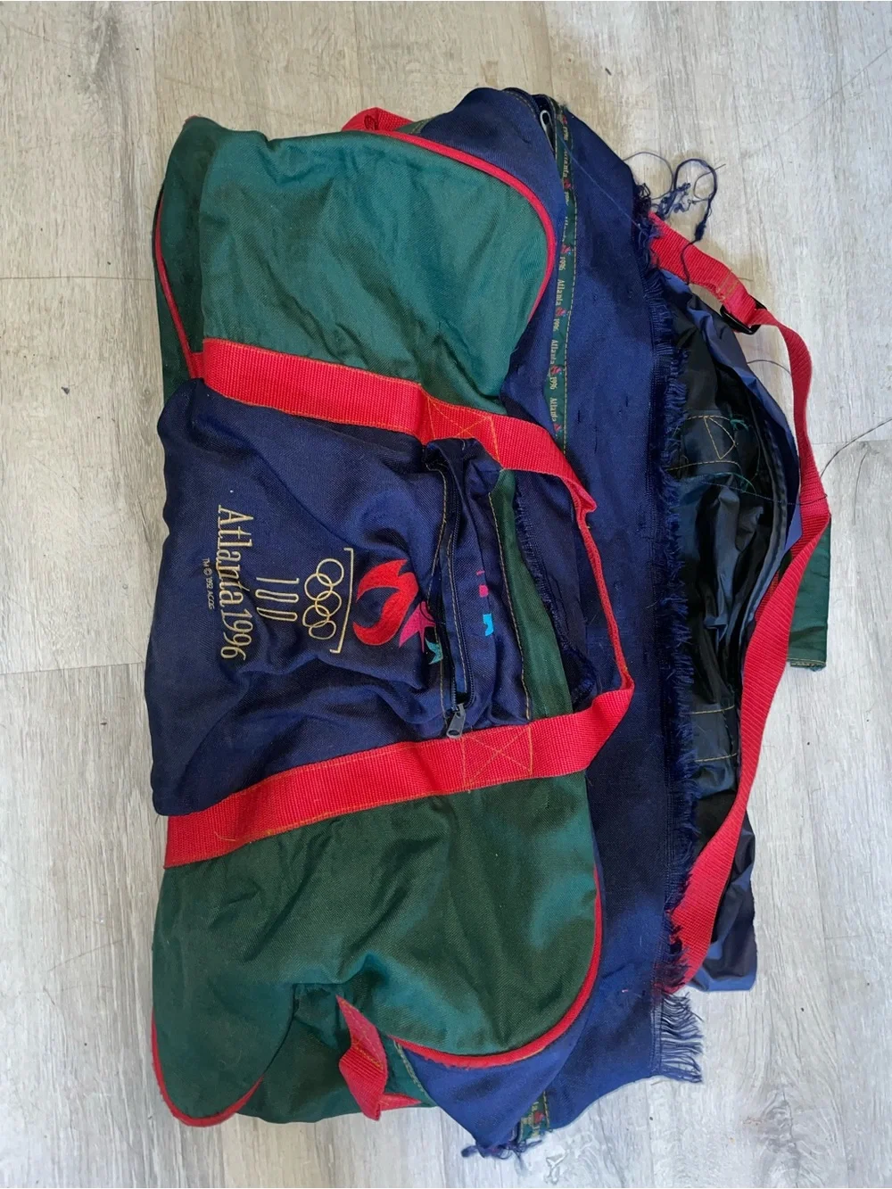 Atlanta 1996 Olympic Navy & Green Travel Duffel with Red Straps